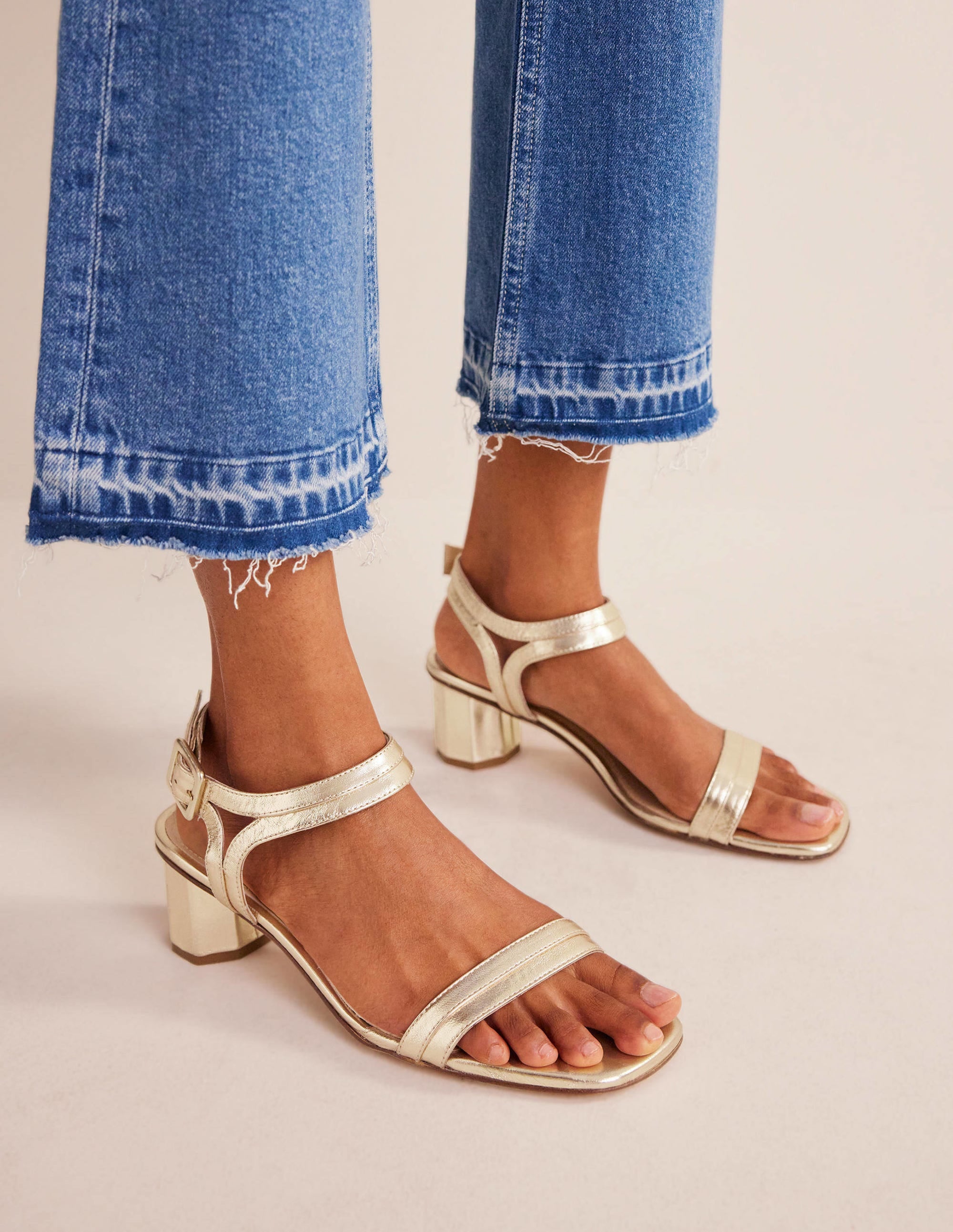 Gold Block Heel Sandals for Women - Comfortable Summer Dress Shoes for Weddings, Parties & Outdoor Events
