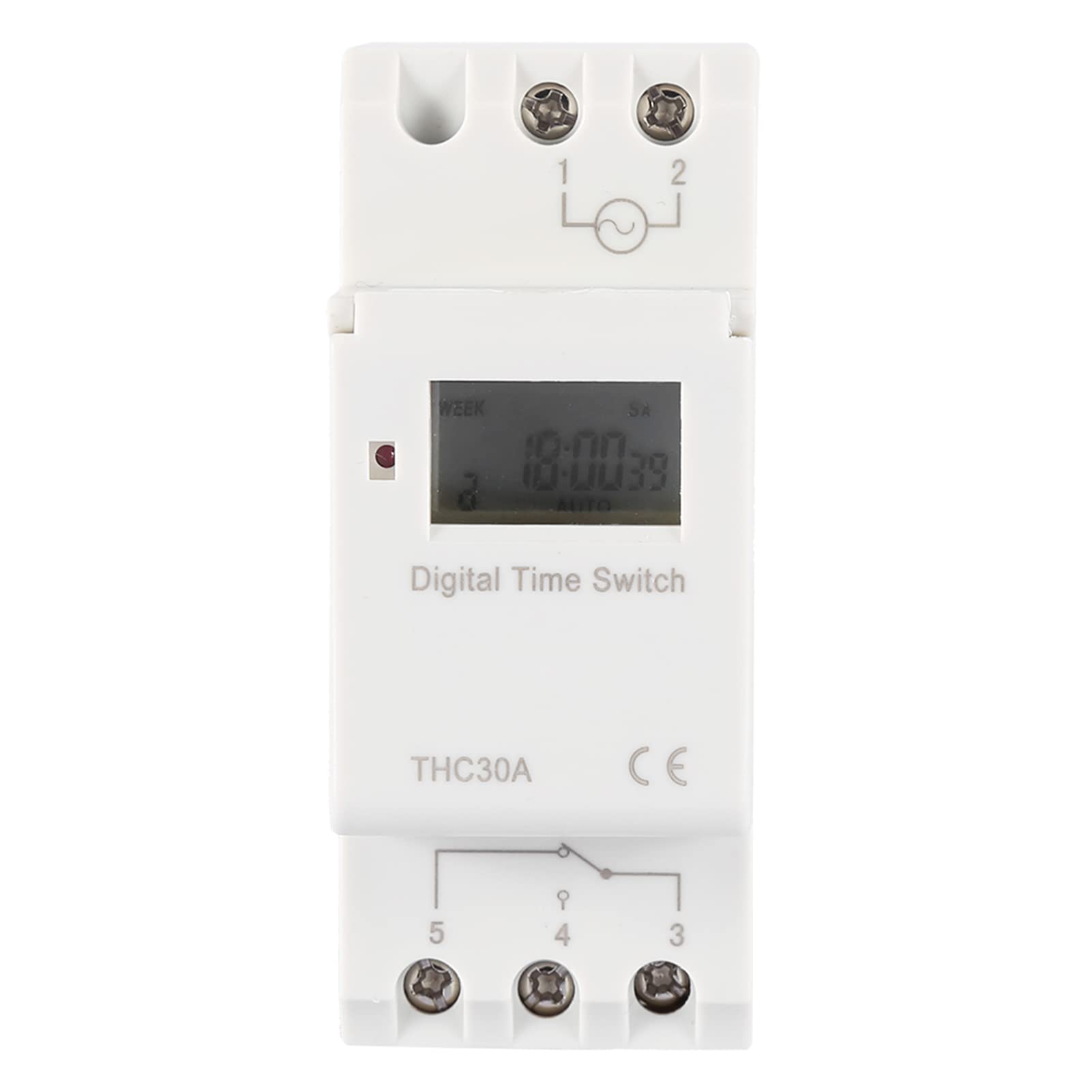 Programmable Digital Timer Switch with LCD Display - 30A DIN Rail Time Relay (12V) for Home Automation, HVAC, and Industrial Control Systems