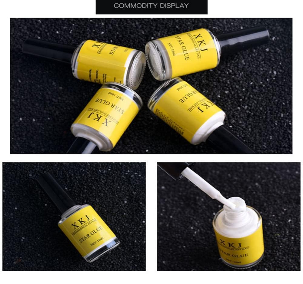 THR3E STROKES Star Glue - Professional Nail Art Adhesive for Foil Stickers, Nail Transfers & Decorations (16ml White Bottle) - Perfect for Salon, DIY Manicures & Nail Art Designs