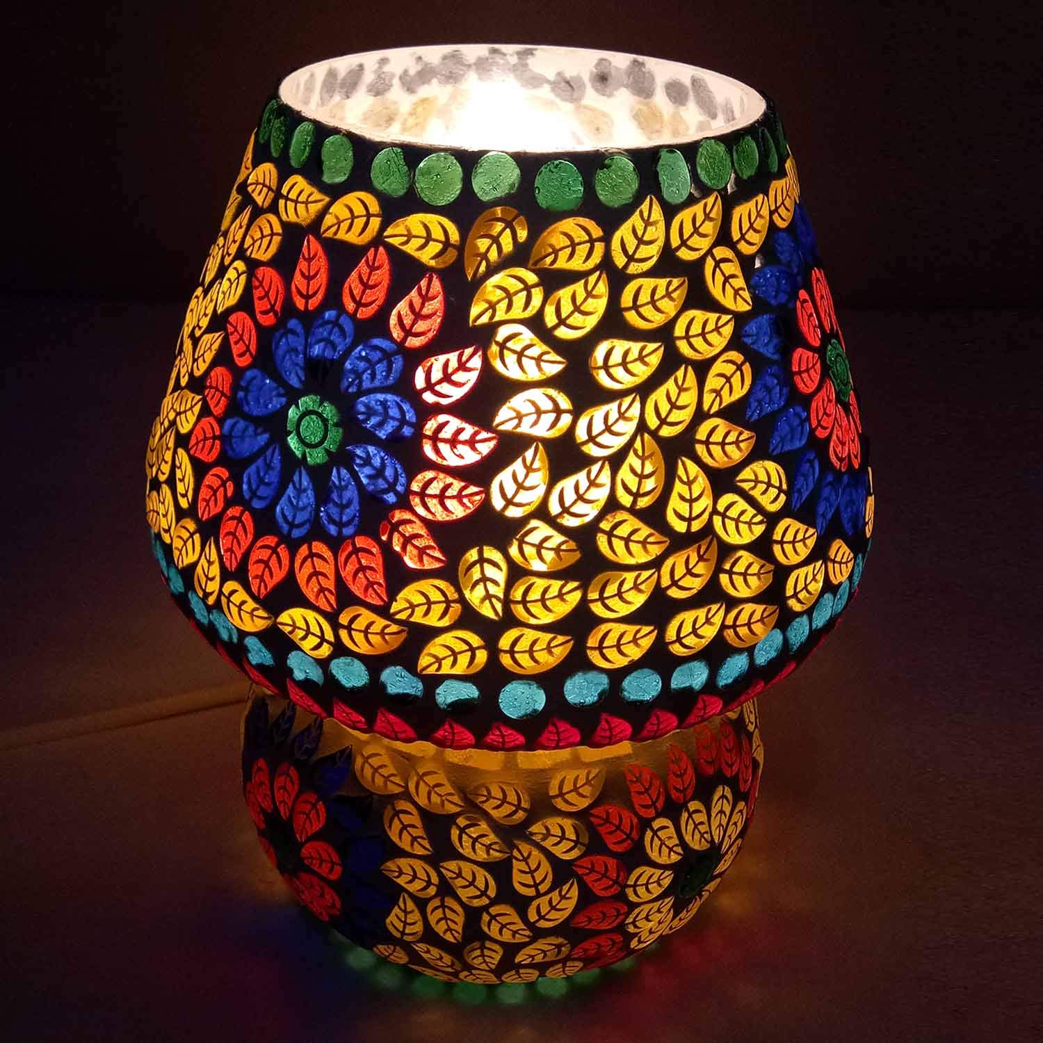 Handmade Mosaic Table Lamp - Award-Winning Indian Artisan Crafted, Electric Desk Lamp for Home & Office Decor | Perfect Gift for Housewarming, Birthday & Wedding