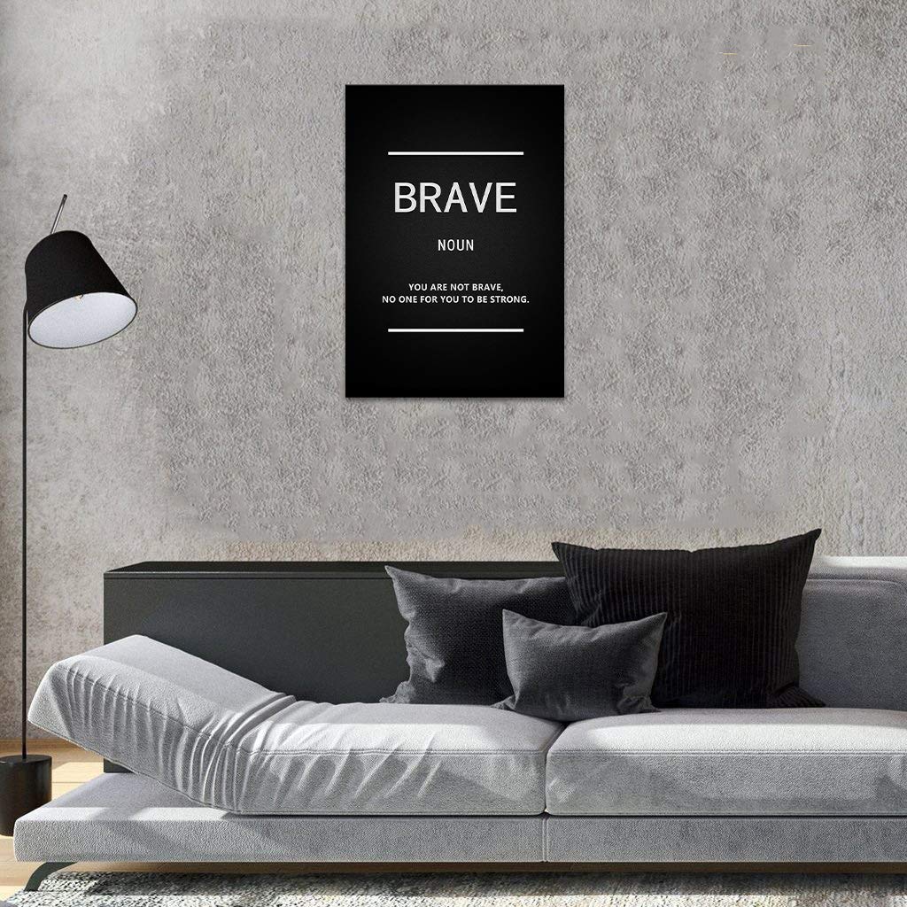 Brave Execution Noun Motivational Canvas Wall Art - Inspirational Entrepreneur Quotes Painting for Office, Bedroom & Living Room - Ready to Hang Printed Wall Decor | Perfect for Home Offices, Workspaces & Modern Interiors