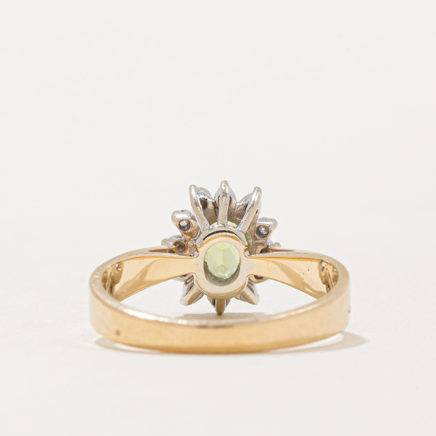 Peridot & Diamond Halo Ring - 0.40ct Genuine Peridot with 0.06ctw Diamond Accents - Size 6.25 - Elegant Birthstone Jewelry for August, Perfect for Engagement, Anniversary & Special Occasion Gifts