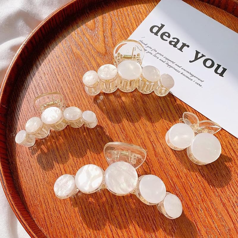 4 Pack Large Non-Slip Hair Claw Clips for Thin Hair - Strong Grip Jaw Clamp Barrettes for Women & Girls - Perfect for Fine Hair, Updos, Ponytails & Everyday Styling (Mermaid Color)