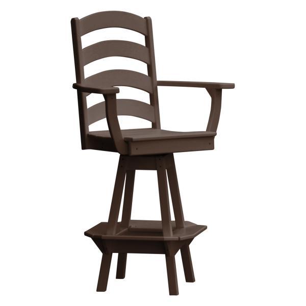 Swivel Bar Stool with Ladder Back & Arms - Adjustable Height Counter Stool for Kitchen Island, Dining & Home Bar