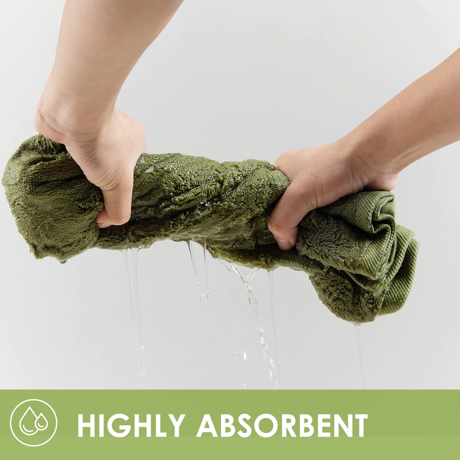 2 Pack Premium Pine Green Hand Towels for Face & Body - Ultra Soft, Highly Absorbent Bath Towel Set for Sensitive Skin - 18