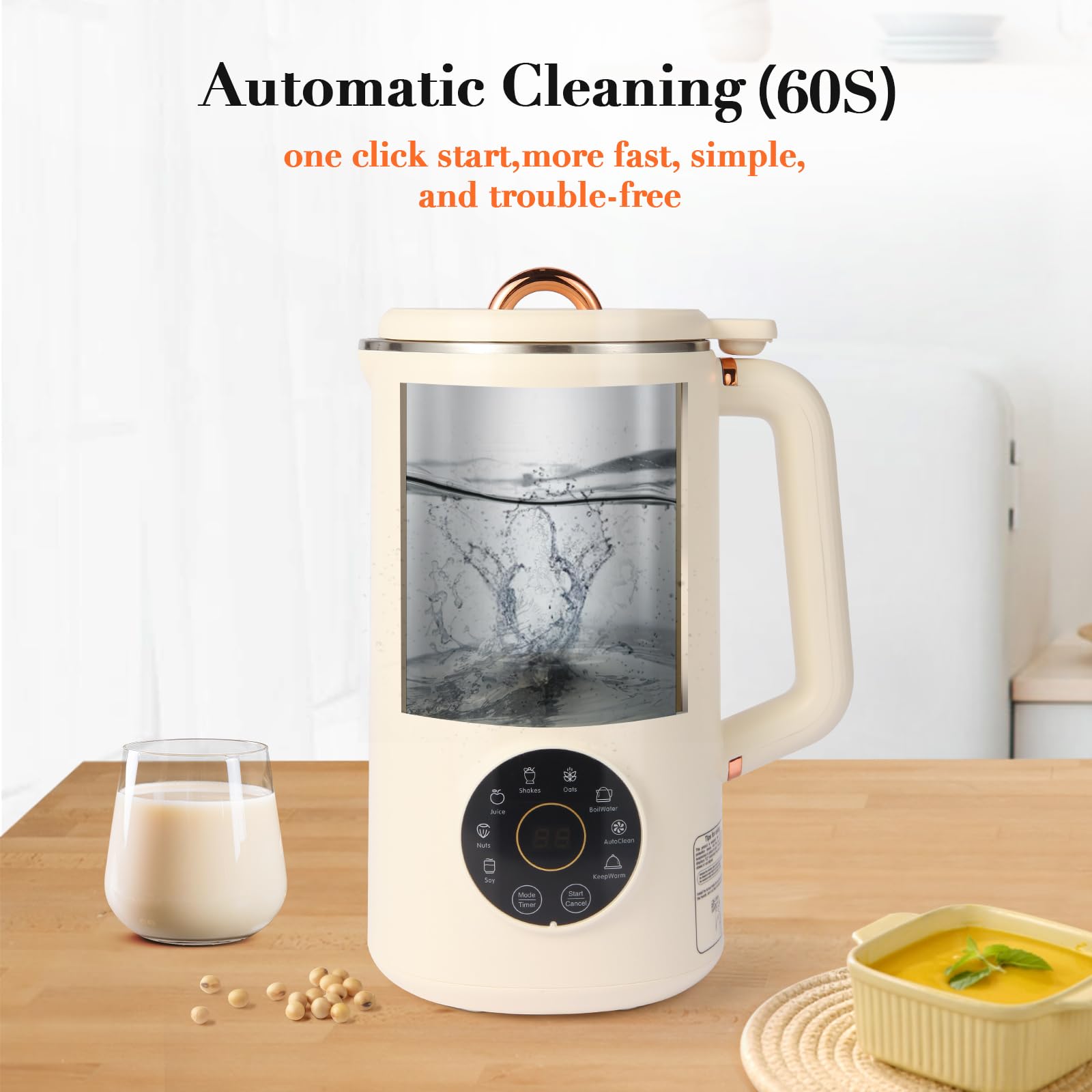 35OZ (1000ML) Nut Milk Maker Machine - Automatic Soy, Almond, Oat, Fruit & Corn Juice Maker with Preset, Auto Clean, Keep Warm & Boil Water - Perfect for Homemade Plant-Based Milk, Smoothies & Healthy Drinks at Home