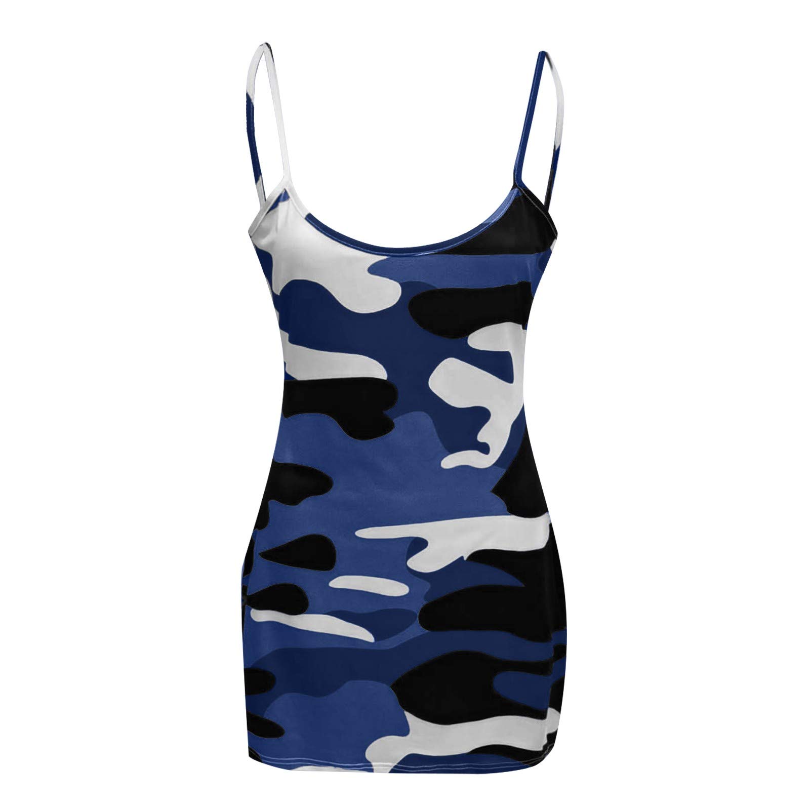 2024 Women's Camouflage Print Sleeveless Tight-Fitting Midi Dress - Sexy Distressed Hip Design for Casual Wear & Night Out | Perfect for Parties, Dates, and Summer Fashion