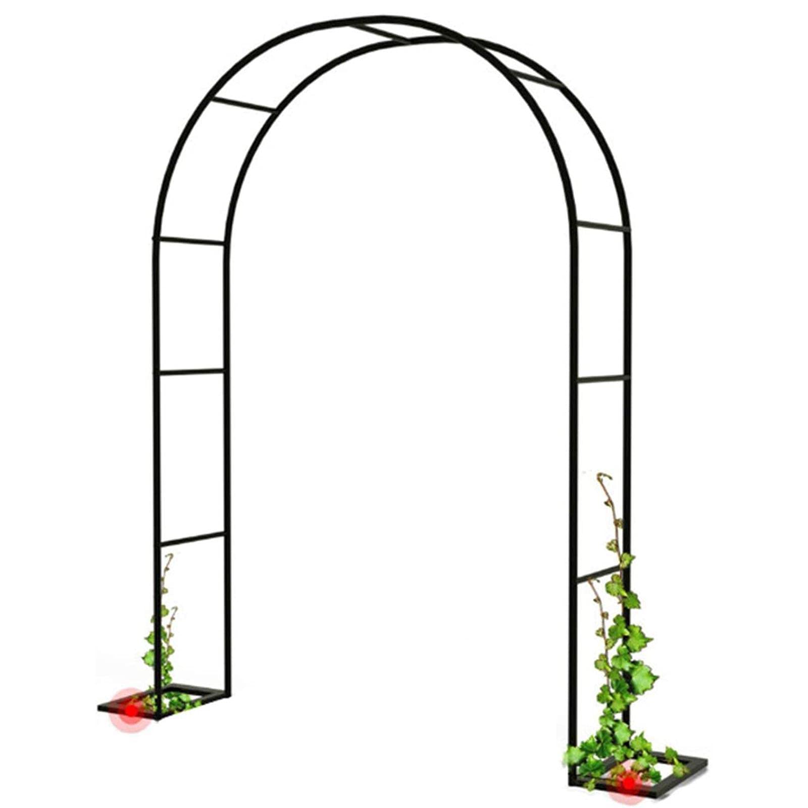 QMJ Black Metal Garden Arch for Roses & Climbing Plants - 32.2m/9.87ft Sturdy Support Archway - Perfect for Outdoor Vineyard, Wedding Decor & Backyard Landscaping