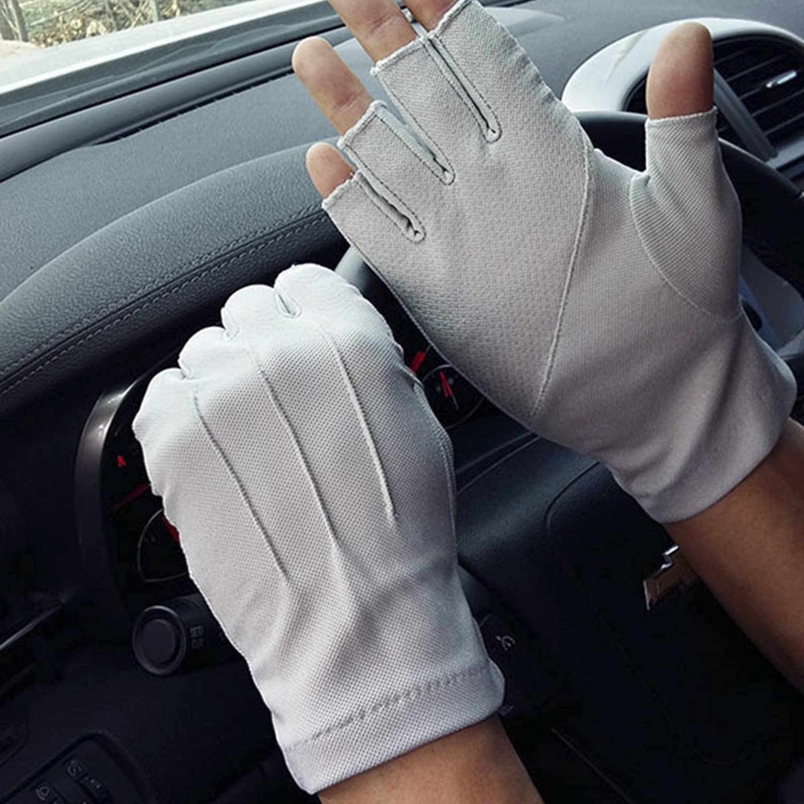 Men's Summer Sun Protection Driving Gloves - Non-Slip Breathable Fingerless Touchscreen Gloves for UV Protection & Safe Driving | Perfect for Road Trips, Cycling & Outdoor Activities