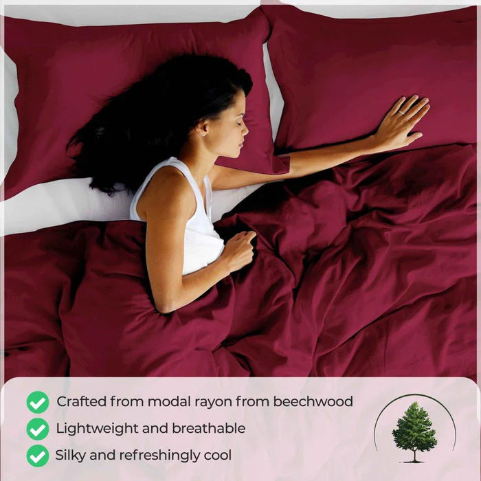 Premium 300 Thread Count Modal Duvet Cover Set - Soft & Breathable Beechwood Fabric - Perfect for Bedroom, Hotel, and Guest Room Comfort