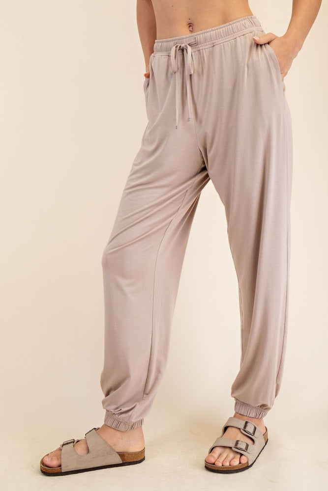 Stylish Beige Drawstring Jogger Pants for Men & Women - Comfortable Casual Lounge Sweatpants with Elastic Waistband - Perfect for Yoga, Running, Travel & Home Relaxation