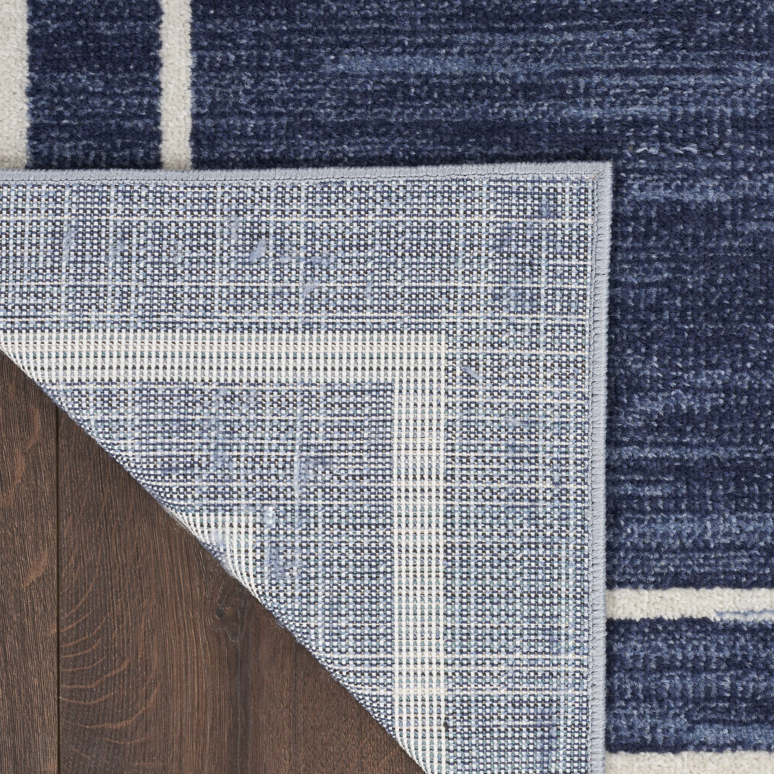 Nourison Essentials 5' x 7' Navy/Ivory Contemporary Area Rug - Soft Polypropylene Indoor Rug for Living Room, Bedroom & Office