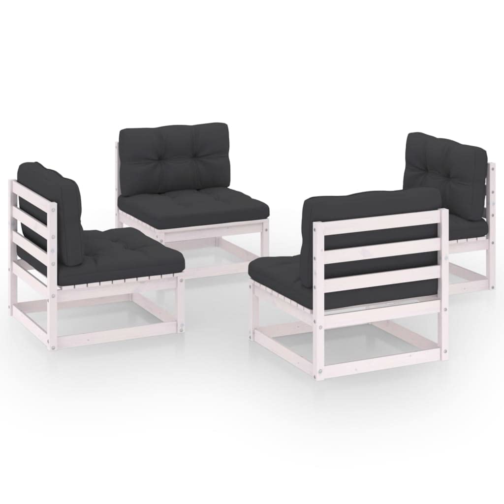 vidaXL 4-Piece Patio Furniture Set - Outdoor Sofa with Cushions, Solid Wood Pine Sectional Lounge Set for Balcony, Garden & Backyard | Perfect for Relaxing, Entertaining & Outdoor Gatherings