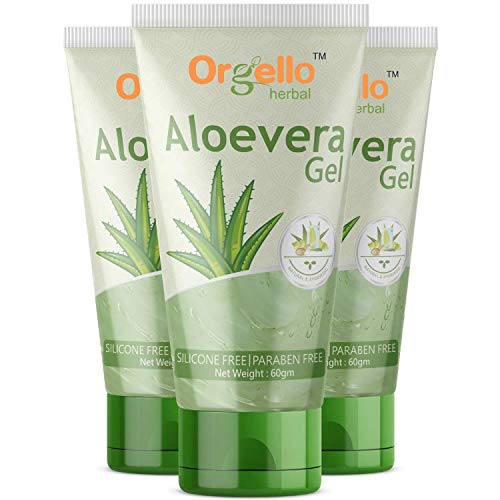Orgello Pure Aloe Vera Gel for Face & Hair Care - 3 Pack (180g Total) | Soothing Moisturizer for Sunburn, Dry Skin & Scalp | Paraben & Sulfate Free | Natural Hydration for Face Massage & Hair Treatment