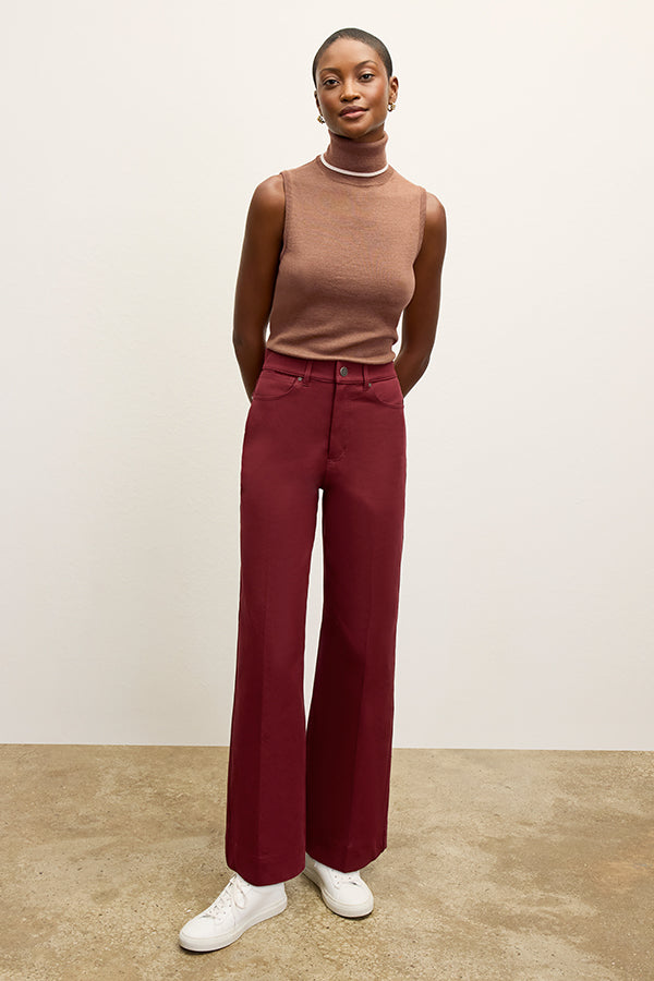 Milo Wide Leg Jeans for Women - Eco-Friendly Stretch Denim Pants in Berry Jam Color | Casual Wear, Office Outfits, Weekend Comfort