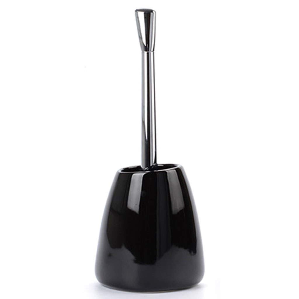 2021 HONGYIFEI Toilet Bowl Cleaning Brush Set - Plastic Plating Handle, Hidden Compact Design with Bright Glazed Ceramic Base - Bathroom Cleaning Tool for Toilet Maintenance (Black) - Perfect for Small Spaces & Modern Bathrooms