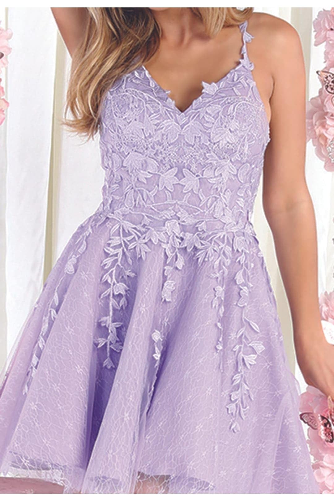 Floral Embroidered Lace A-Line Bridesmaid Dress - Elegant Short Homecoming Dress for Women | Perfect for Weddings, Prom & Special Occasions