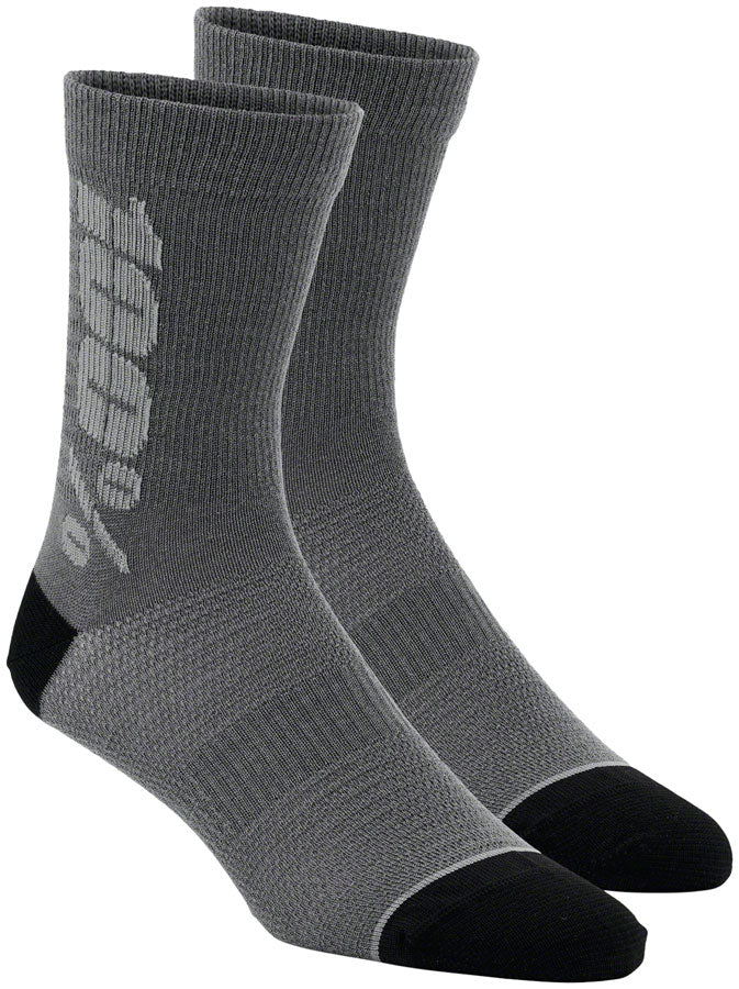 Premium 100% Merino Wool MTB Socks - 6 Inch Height, Charcoal/Gray Color, Large/X-Large Size - Perfect for Mountain Biking, Cycling & Outdoor Adventures