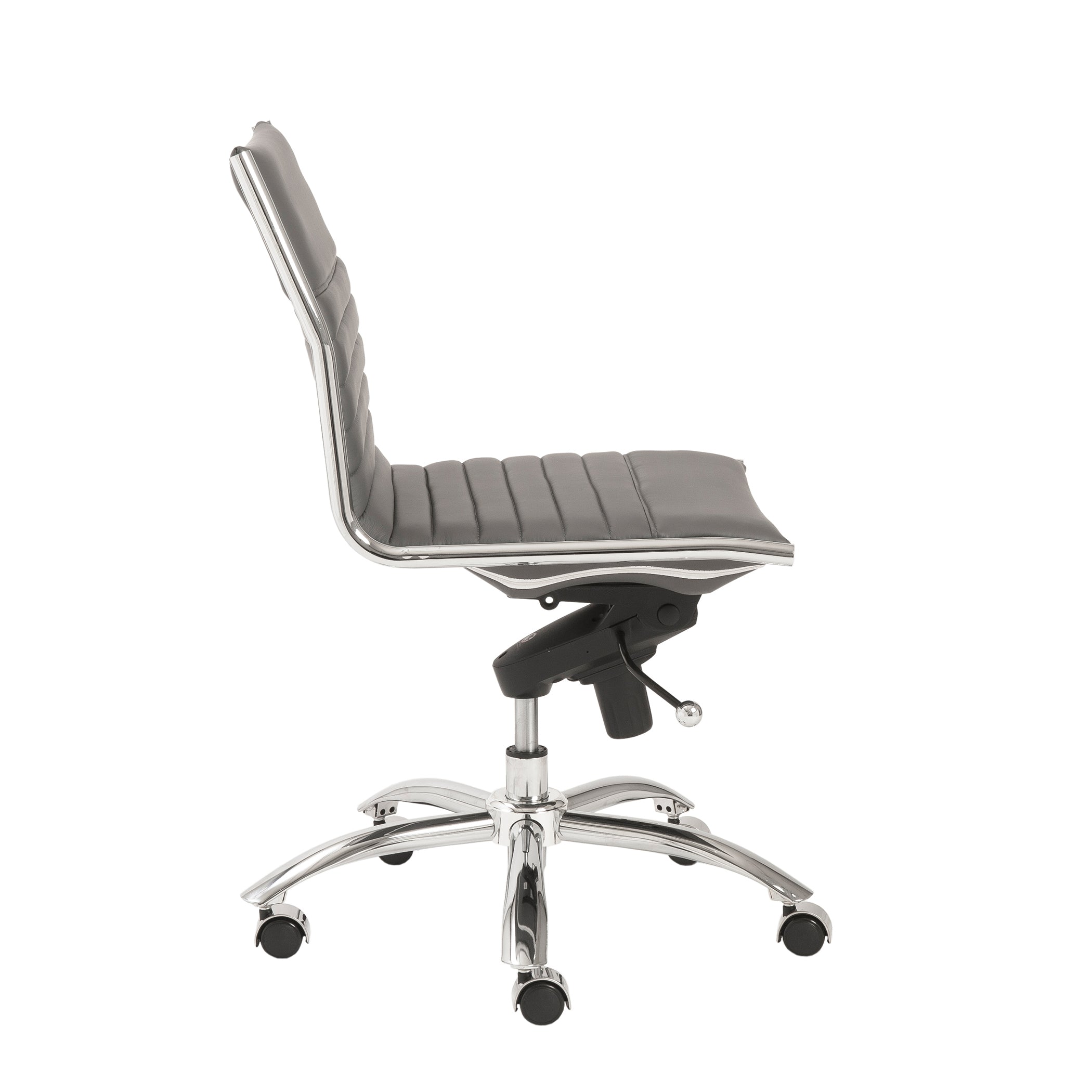 Euro Style Dirk Low Back Office Chair - Armless Ergonomic Design with Chrome Steel Base for Home, Office & Workspace Comfort