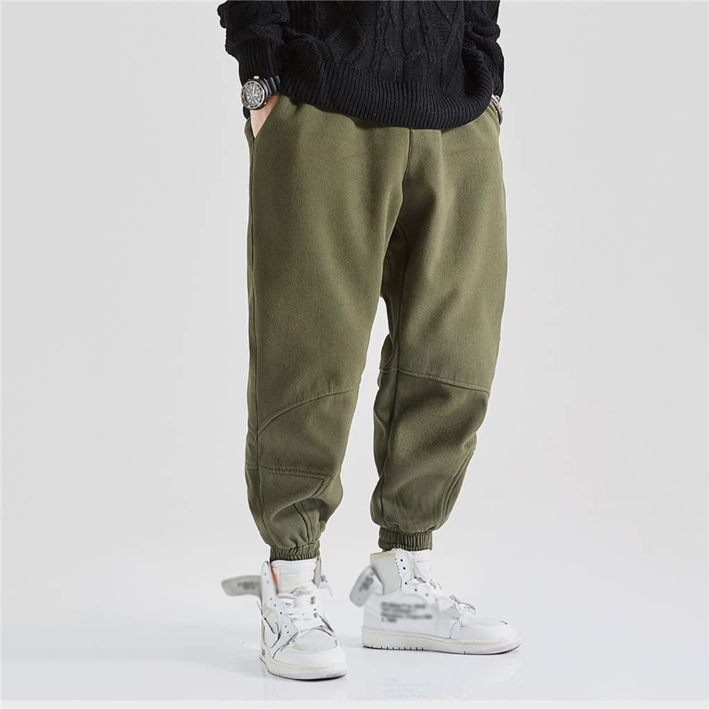 Men's Slim Fit Korean Streetwear Joggers - Harajuku Style Hip Hop Sweatpants for Casual & Sports Wear | Green Color | Size L | Perfect for Gym, Lounge & Urban Fashion