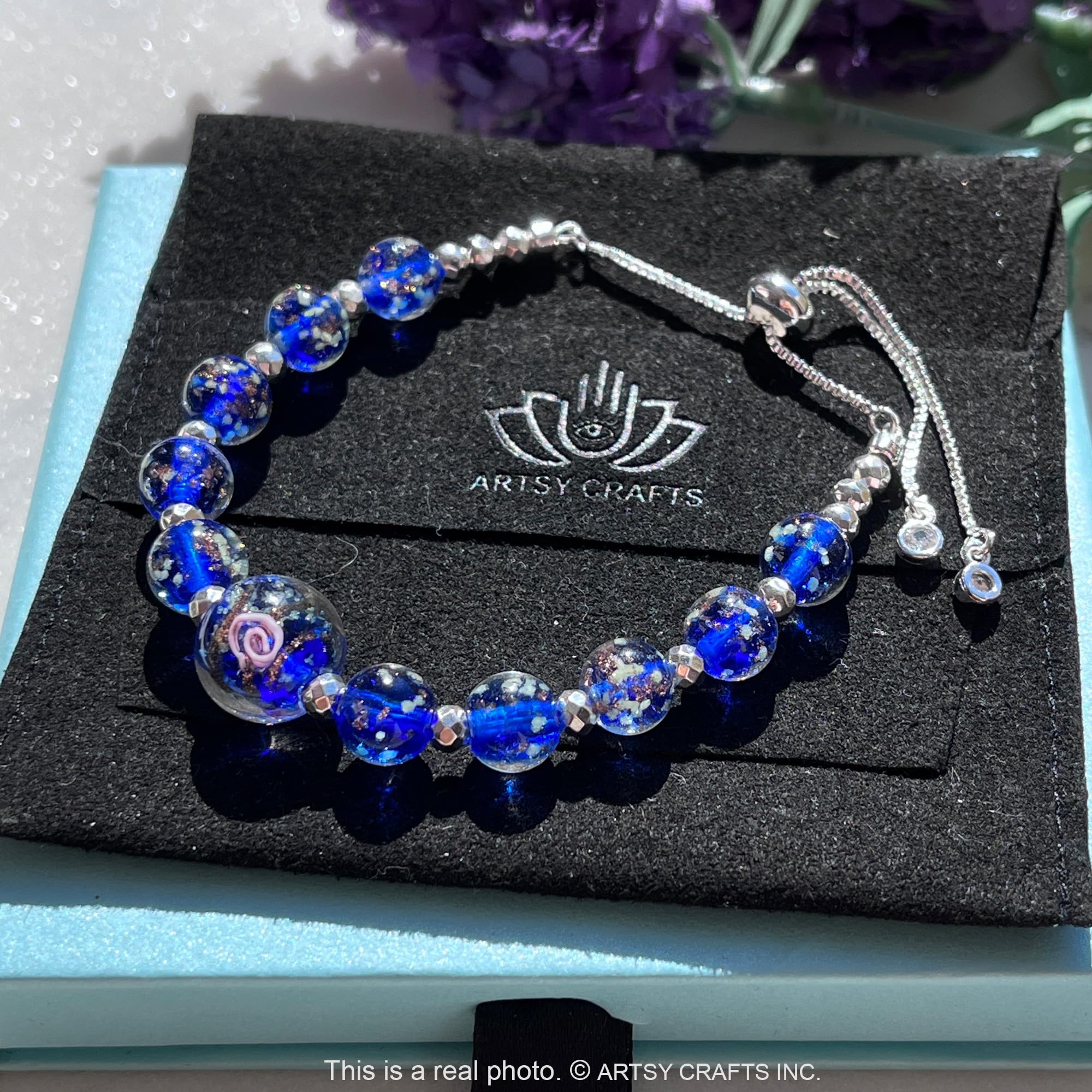 Glow in The Dark Firefly Beads Bracelet & Necklace Set - Murano Glass Crystal Birthstone Jewelry with Adjustable Slider Chain | Perfect for Night Parties, Rave Events & Unique Gifts