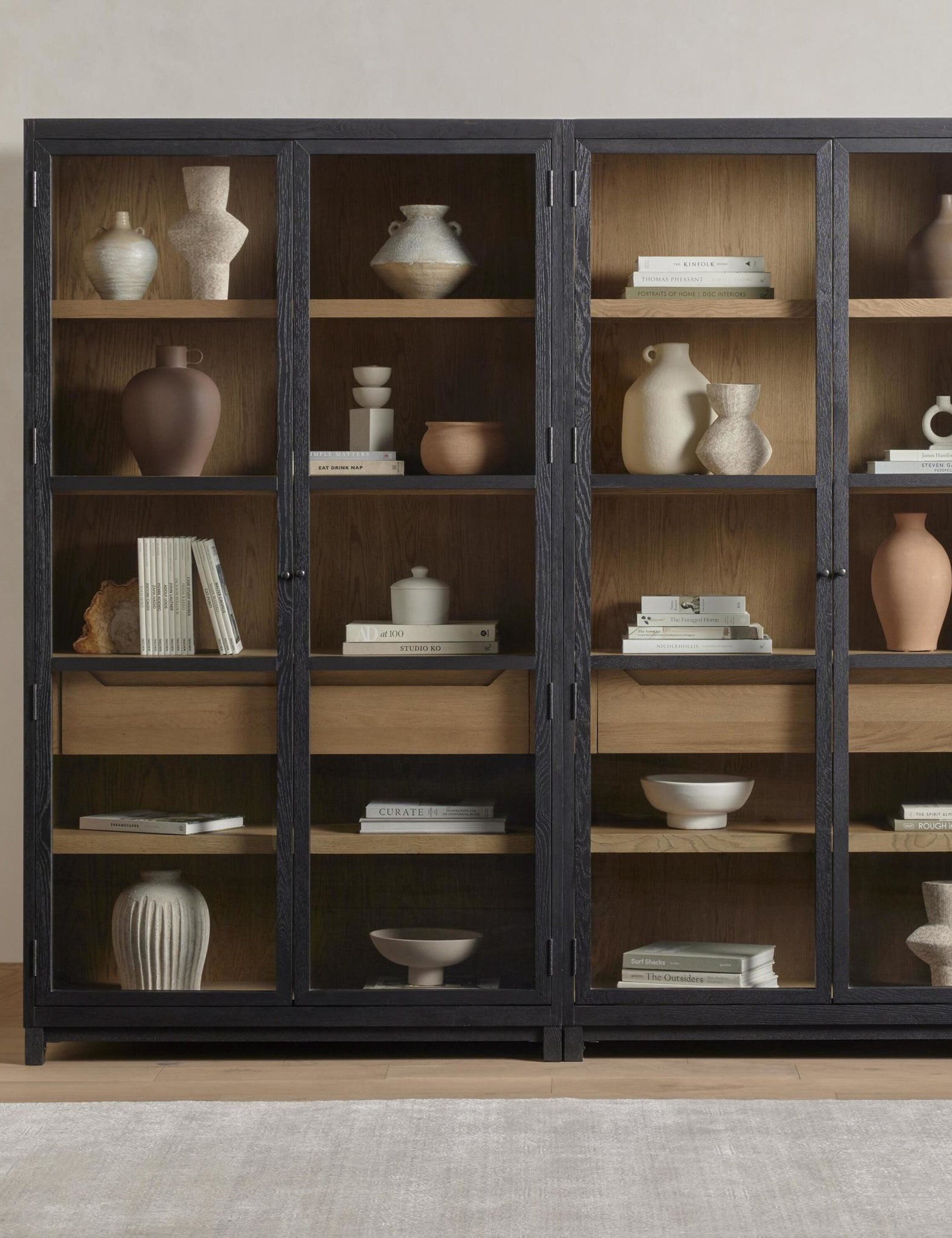 Elegant Carly Double Full Curio Cabinet - Glass Display Case for Collectibles & Antiques - Perfect for Living Room, Dining Room, or Office Decor