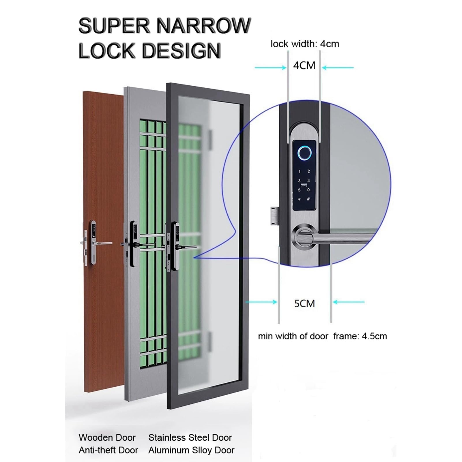 Smart Fingerprint Door Lock - Keyless Entry with Keypad, RFID Card & Mechanical Key - 4-in-1 Electronic Deadbolt for Home Security - Left/Right Hand Installation (Perfect for Apartments, Offices & Smart Homes)