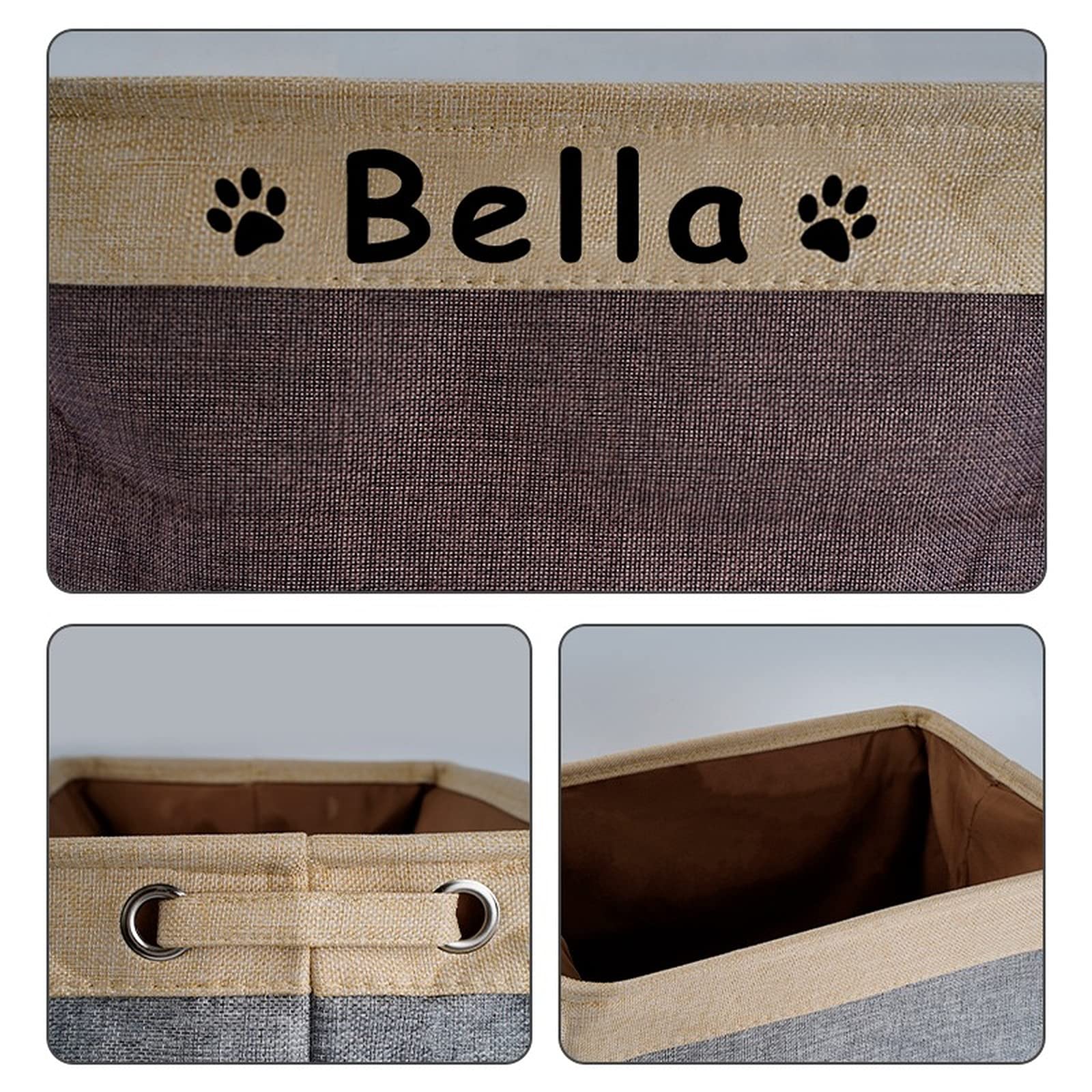 **Personalized Dog Toy Basket with Name - Custom Pet Food Storage Container with Paw Prints - Dog Toy Organizer & Food Storage Bin - Unique Dog Gifts for Pet Lovers (Coffee) - Perfect for Home, Nursery & Pet Play Areas**