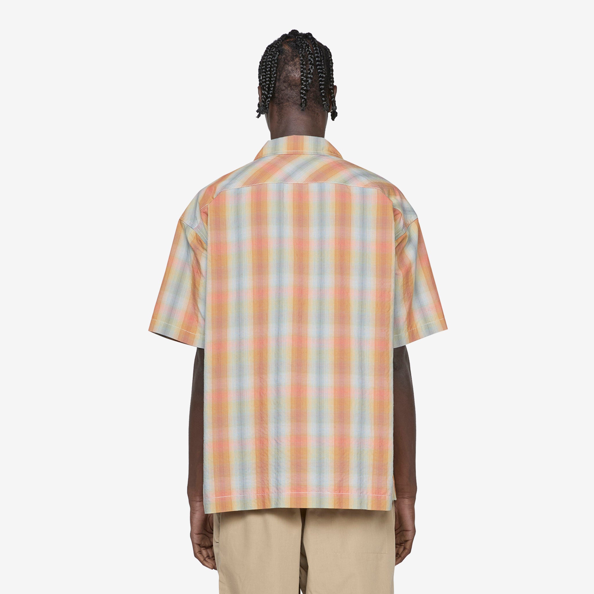 Breathable Quick-Dry Checkered Short Sleeve Shirt for Men - Comfortable Casual Summer Wear in Vibrant Orange | Perfect for Outdoor Activities, Travel & Beach Vacations