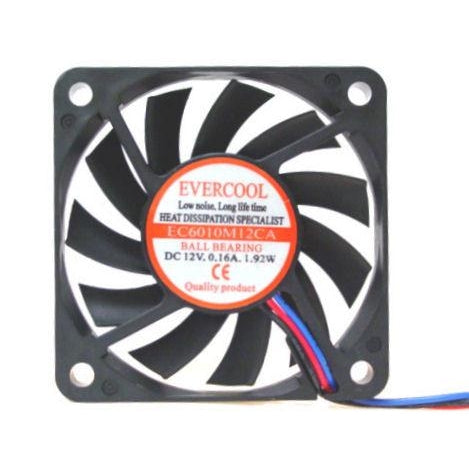 Evercool 60x60x10mm 12V DC Medium Speed 3-Pin Cooling Fan EC6010M12CA - Perfect for PC Case, Electronics Cooling, and DIY Projects