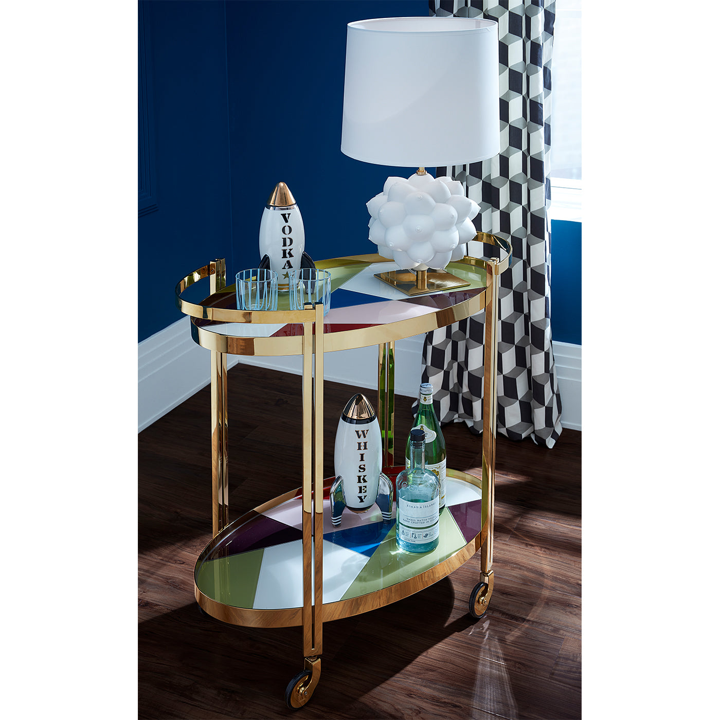 Torino Bar Cart - Modern Rolling Drink Cart with Wheels for Home, Office, or Party Use | Stylish Mobile Beverage Station for Cocktails, Wine & Coffee