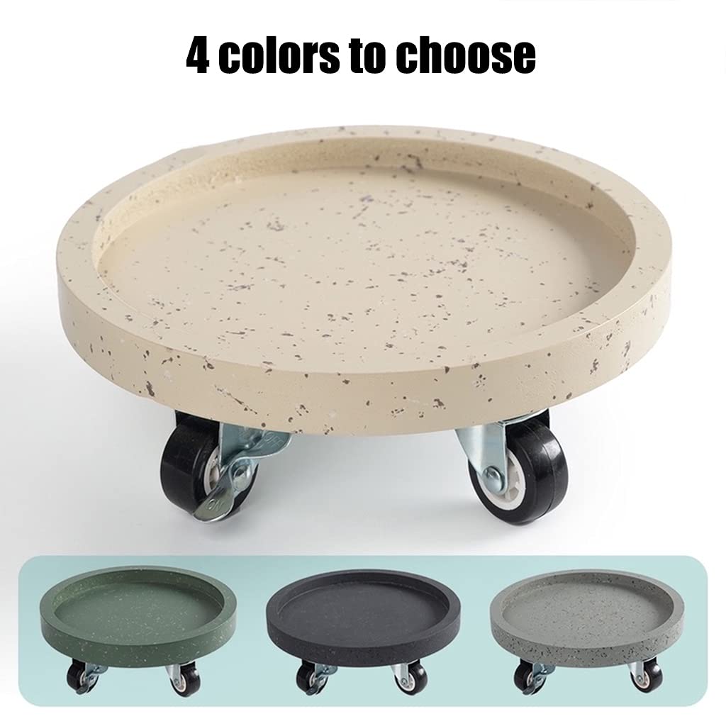 Heavy Duty Plant Caddy with Wheels - 24cm Round Thickened Plastic Flower Pot Stand Tray for Indoor Plants, Dark Green - Supports 50-200kg - Perfect for Living Room, Balcony & Garden Plant Movement