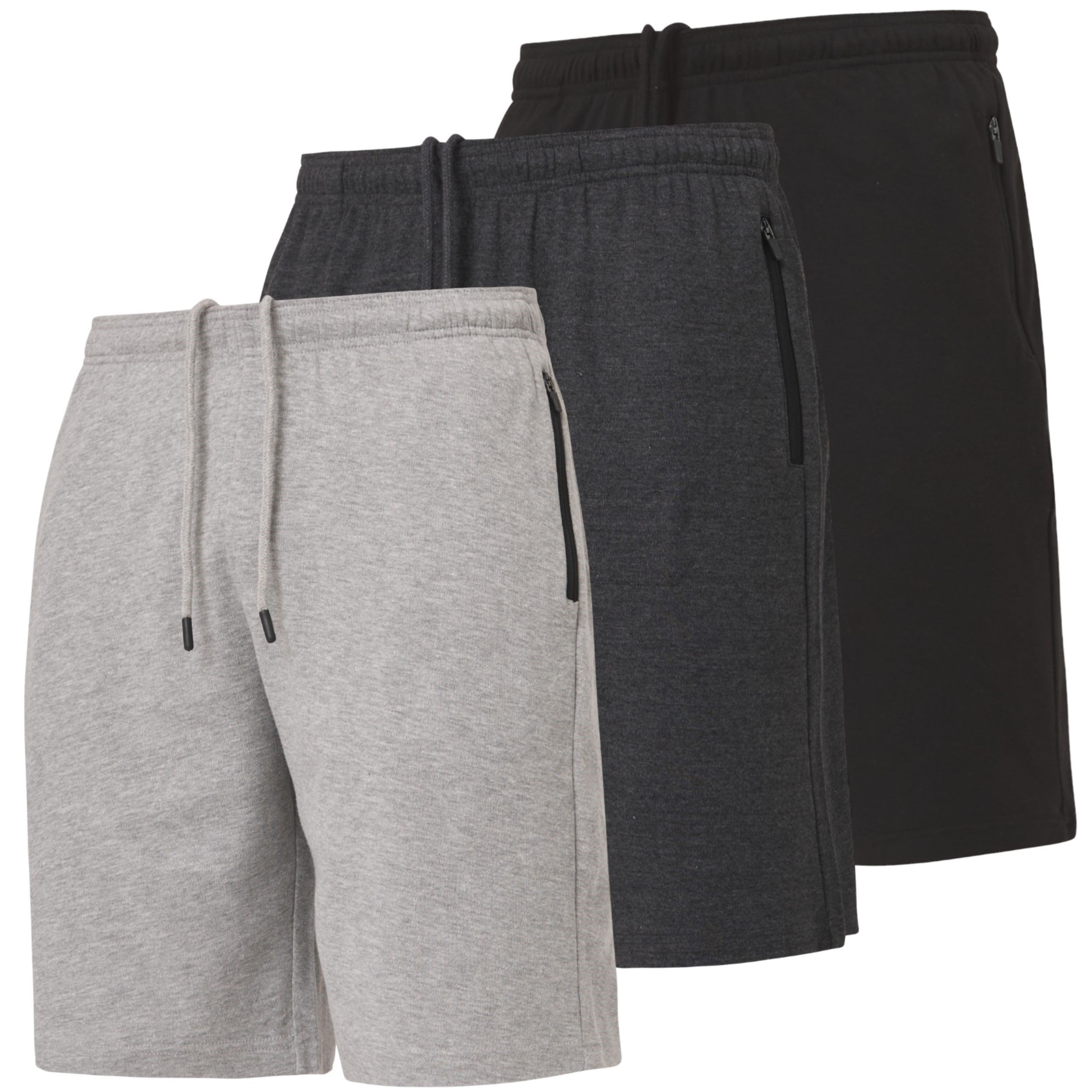 Ultra Performance 3 Pack Men's Athletic Shorts - Gym Workout Shorts with Zipper Pockets for Running, Training & Casual Wear (Sizes Small to 5X)