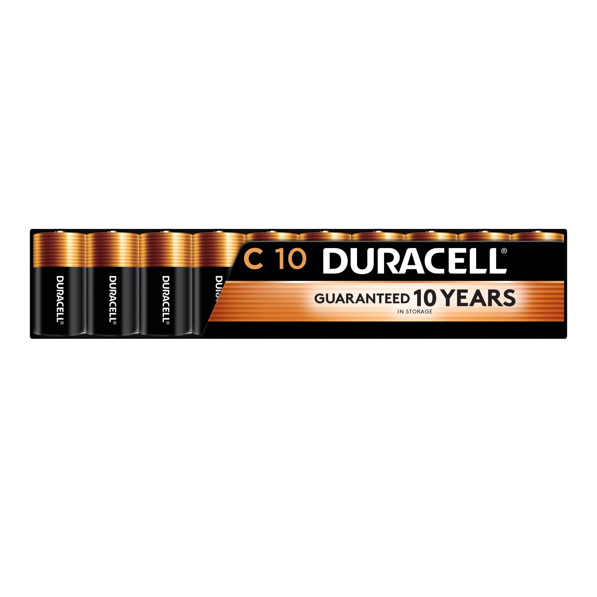 Duracell Coppertop C Batteries 10-Pack - Long-Lasting Alkaline C Batteries for Household & Office Devices - Ideal for Flashlights, Toys, Radios & More