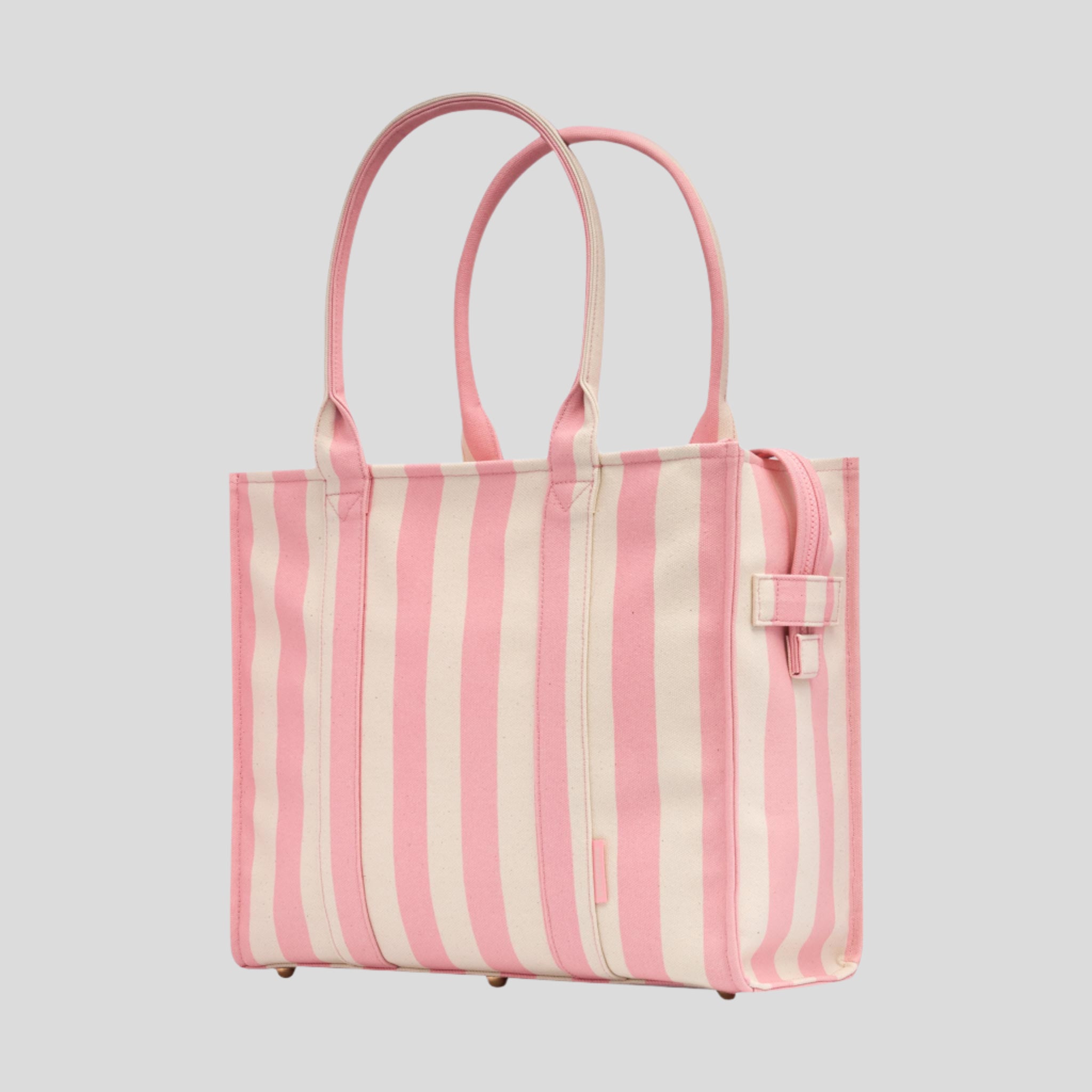 Large Bon Vivant Structured Tote Bag in Blush Stripe - Stylish Work Bag, Travel Tote & Everyday Carryall for Women