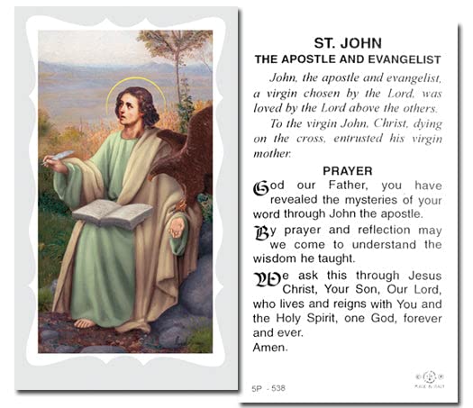 St. John Catholic Prayer Holy Cards - Pack of 100 with Prayer on Back | Religious Devotion, First Communion, Confirmation Gifts & Church Events