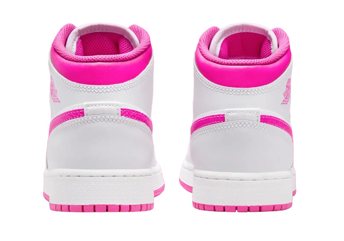 Nike Jordan Air 1 Mid Grade School Sneakers - Iris Whisper/Fire Pink & White (FD8780-500) Size 7Y | Basketball Shoes for Kids | Perfect for School, Sports & Casual Wear