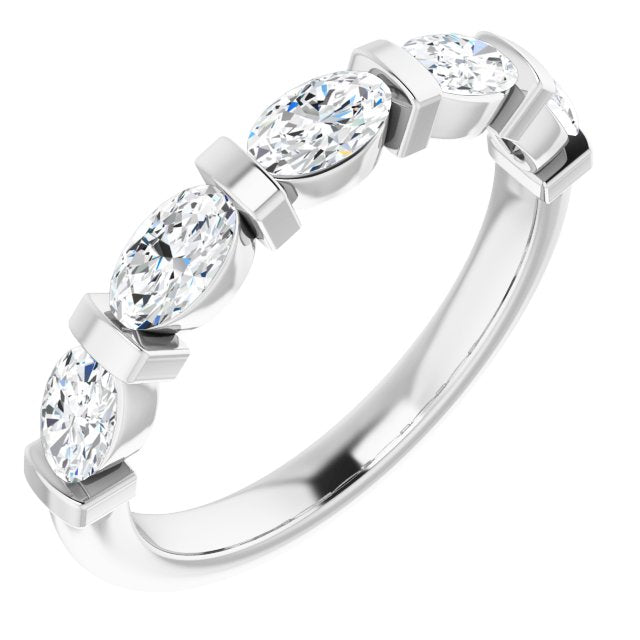 1.05 Carat Oval Cut Diamond Wedding Band - 5 Stone Anniversary Ring for Women - Elegant Bridal Jewelry, Engagement Gift & Special Occasion Jewelry