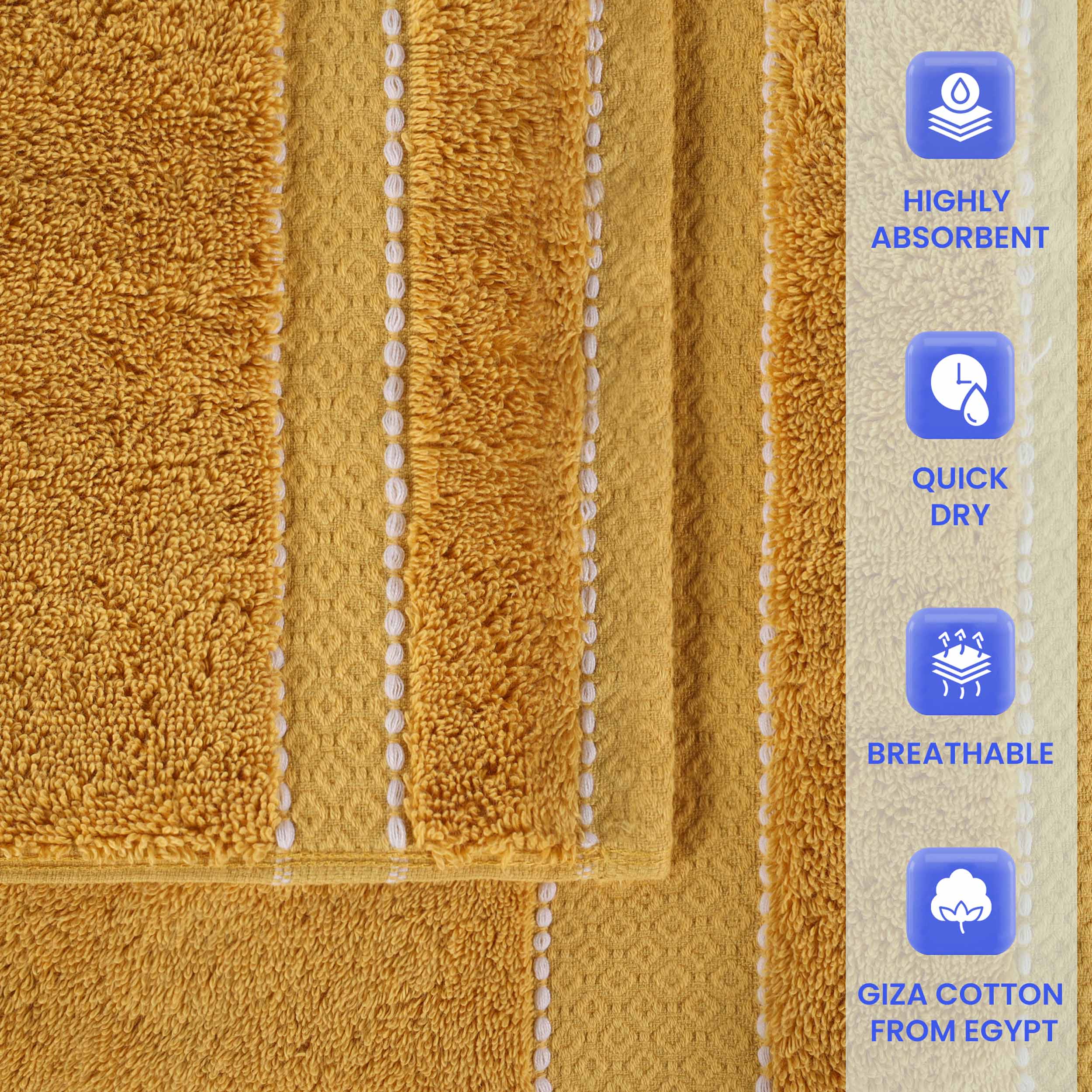 Premium Giza Cotton Dobby Face Towels - Set of 12 | Ultra Absorbent & Soft Egyptian Cotton | Spa, Gym & Travel Essentials | Made in Egypt
