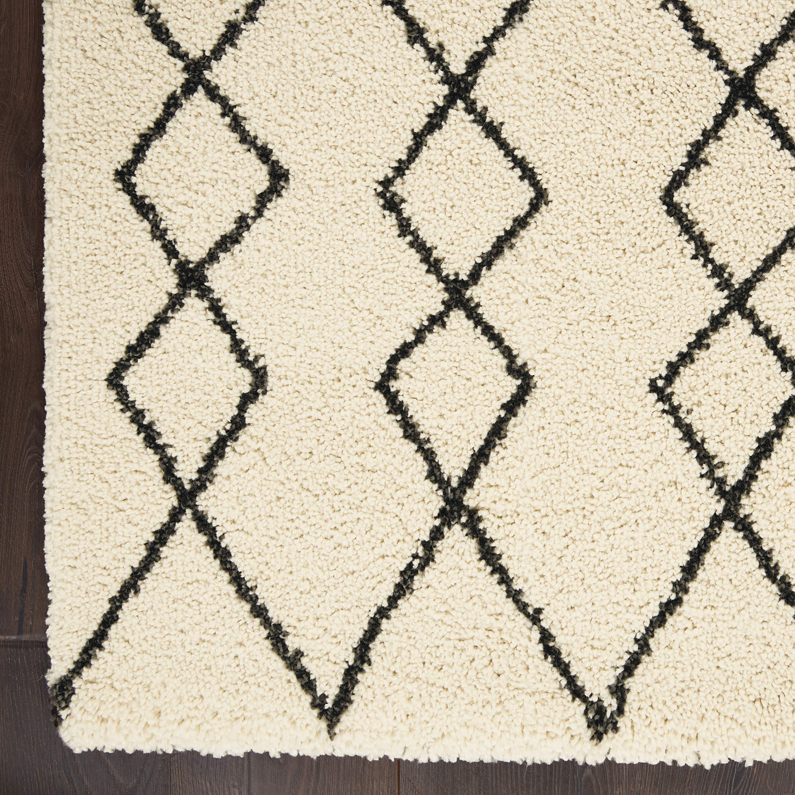 Nourison Geometric Shag Moroccan Ivory/Charcoal 5'3