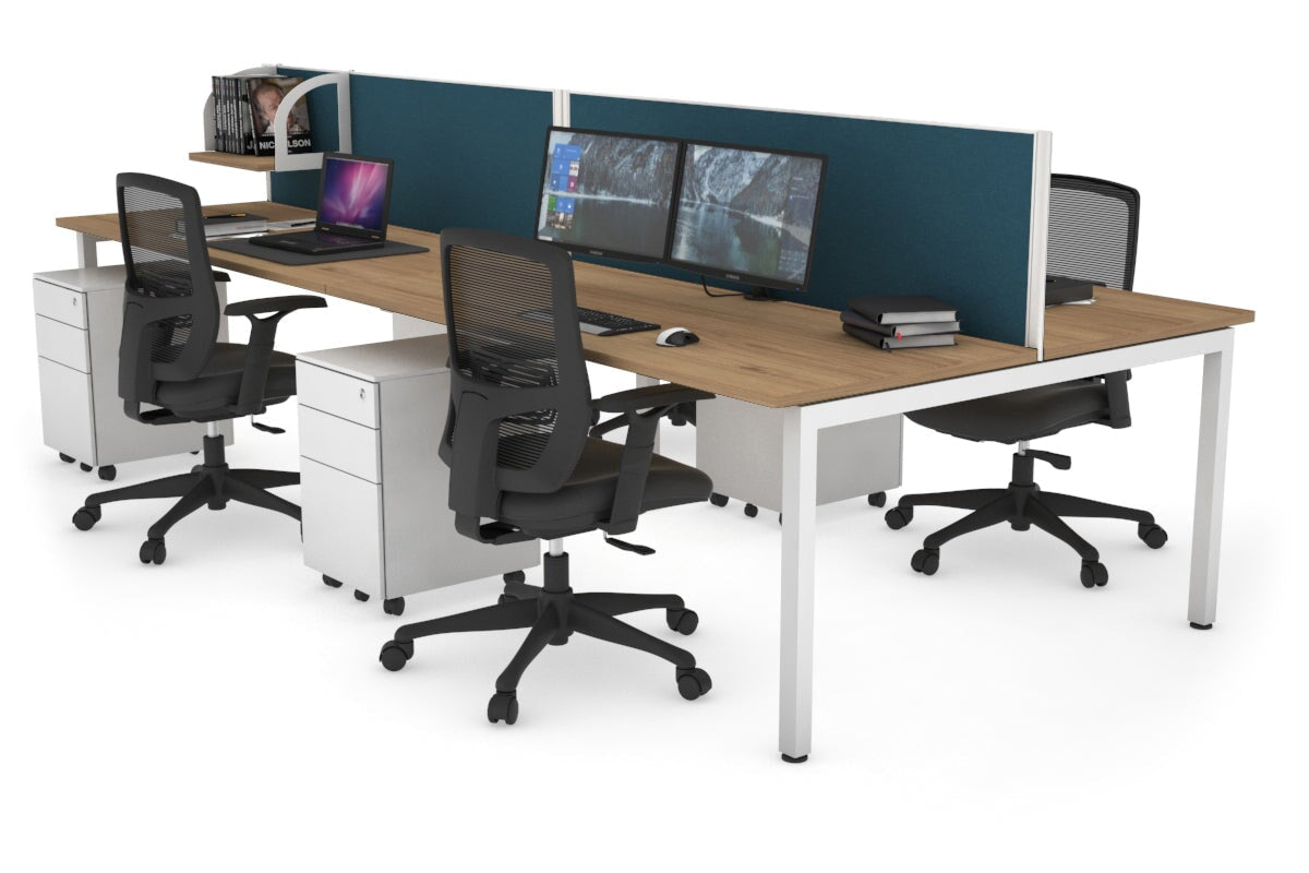 Quadro Square Legs 4-Person Office Workstation Desk - 1200L x 700W - Modern Office Furniture for Collaborative Workspaces & Team Meetings