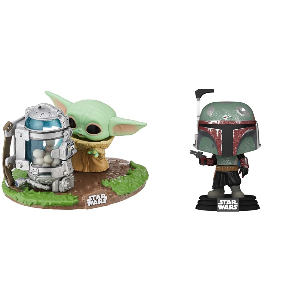 Funko Pop! Deluxe Star Wars: The Mandalorian - The Child with Canister Collectible Figure (Multicolor) & Boba Fett Action Figure - Perfect for Display, Gifts, and Star Wars Fans Collection