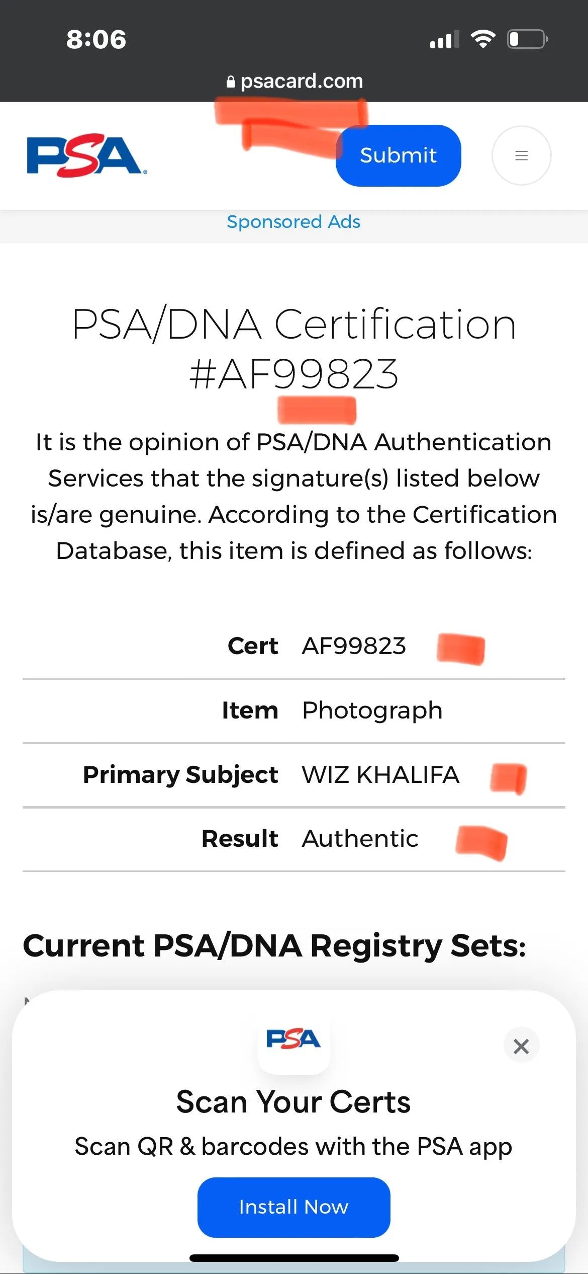 Wiz Khalifa Signed PSA Certified Autographed Photo - Genuine Framed Memorabilia for Collectors & Fans - Perfect for Home Decor, Man Cave, or Gift