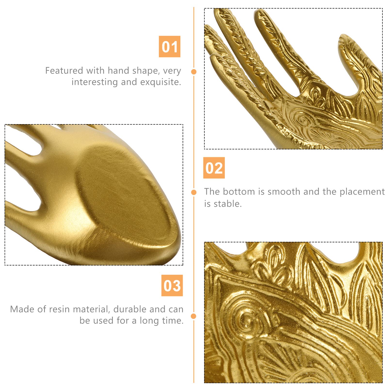 EXCEART Gold Plated Jewelry Display Stand - Ring Holder, Hamsa Hand Ring Dish, Buddha Resin Jewelry Organizer for Home Decor & Retail Store Display