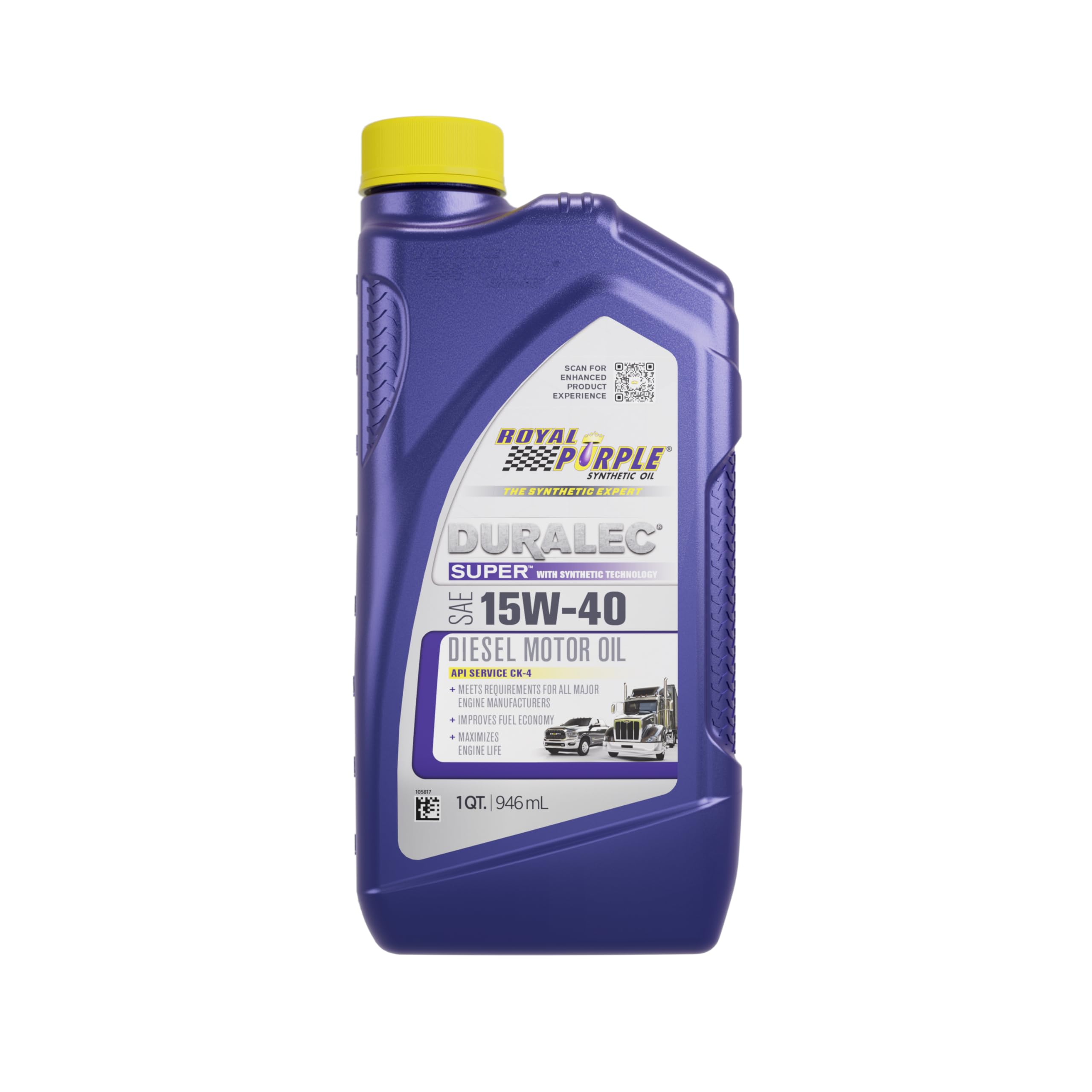 Royal Purple 15W40 Synthetic Motor Oil - High Performance Multi-Grade Engine Lubricant (Case of 12 Quart Bottles) | Ideal for Heavy-Duty Trucks, Classic Cars & High-Mileage Engines | Buy in Bulk & Save