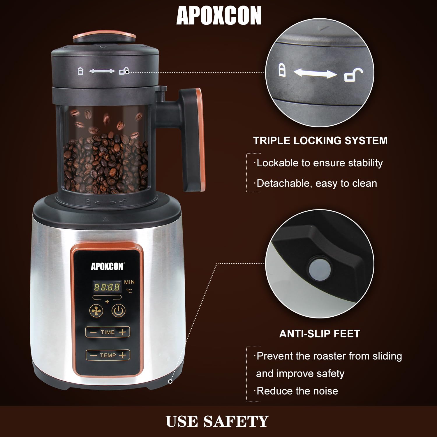 Electric Air Coffee Roaster Machine for Home Use - 1500W, 100g Capacity, Adjustable Timer & Heat Settings with Chaff Collection Basket - Perfect for Fresh Roasting Coffee Beans at Home, Gifts for Coffee Lovers