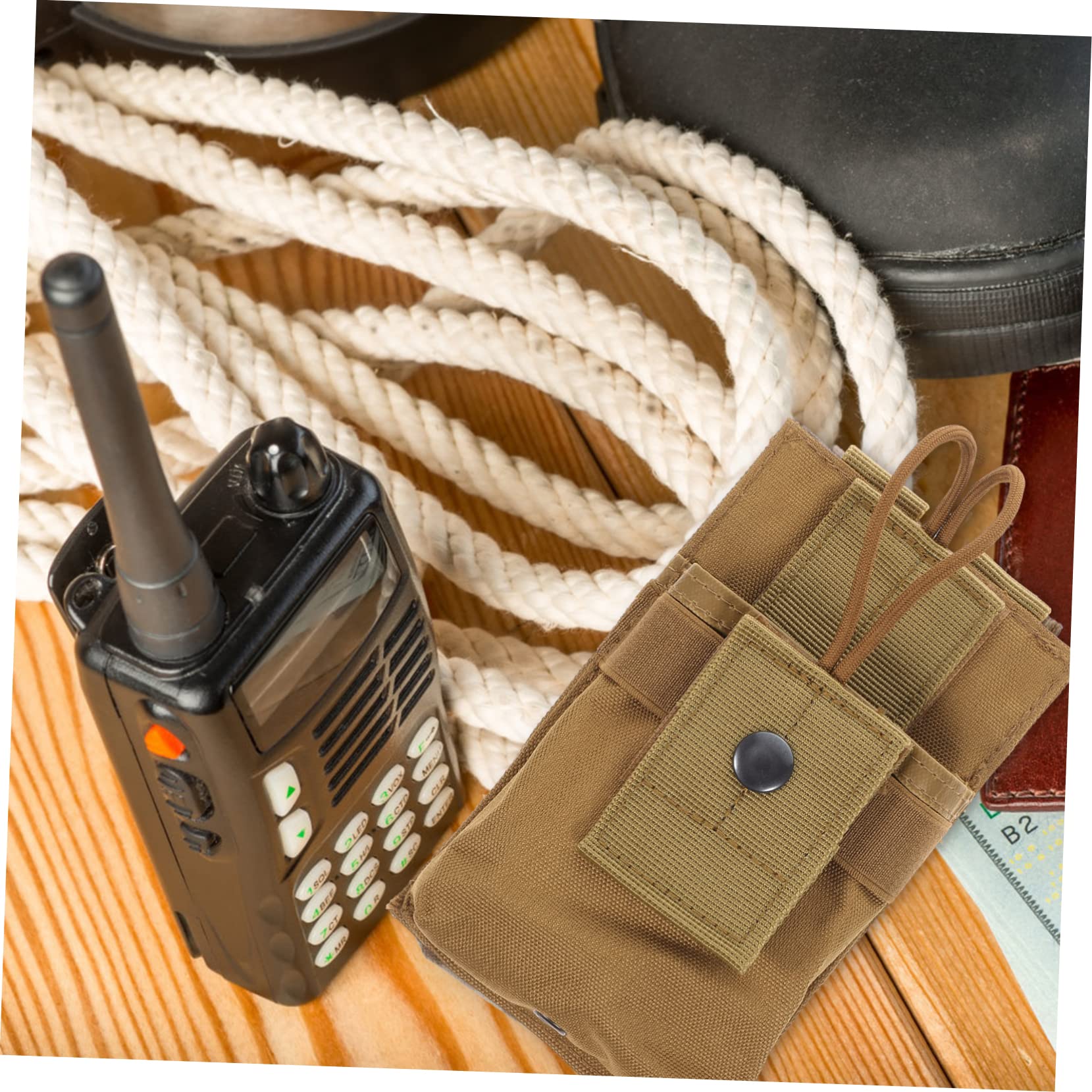 KONTONTY Nylon Walkie Talkie Holder Bag - Compact Radio Pouch for Security, Outdoor & Emergency Use - Easy Access for Police, Hiking & Construction Workers