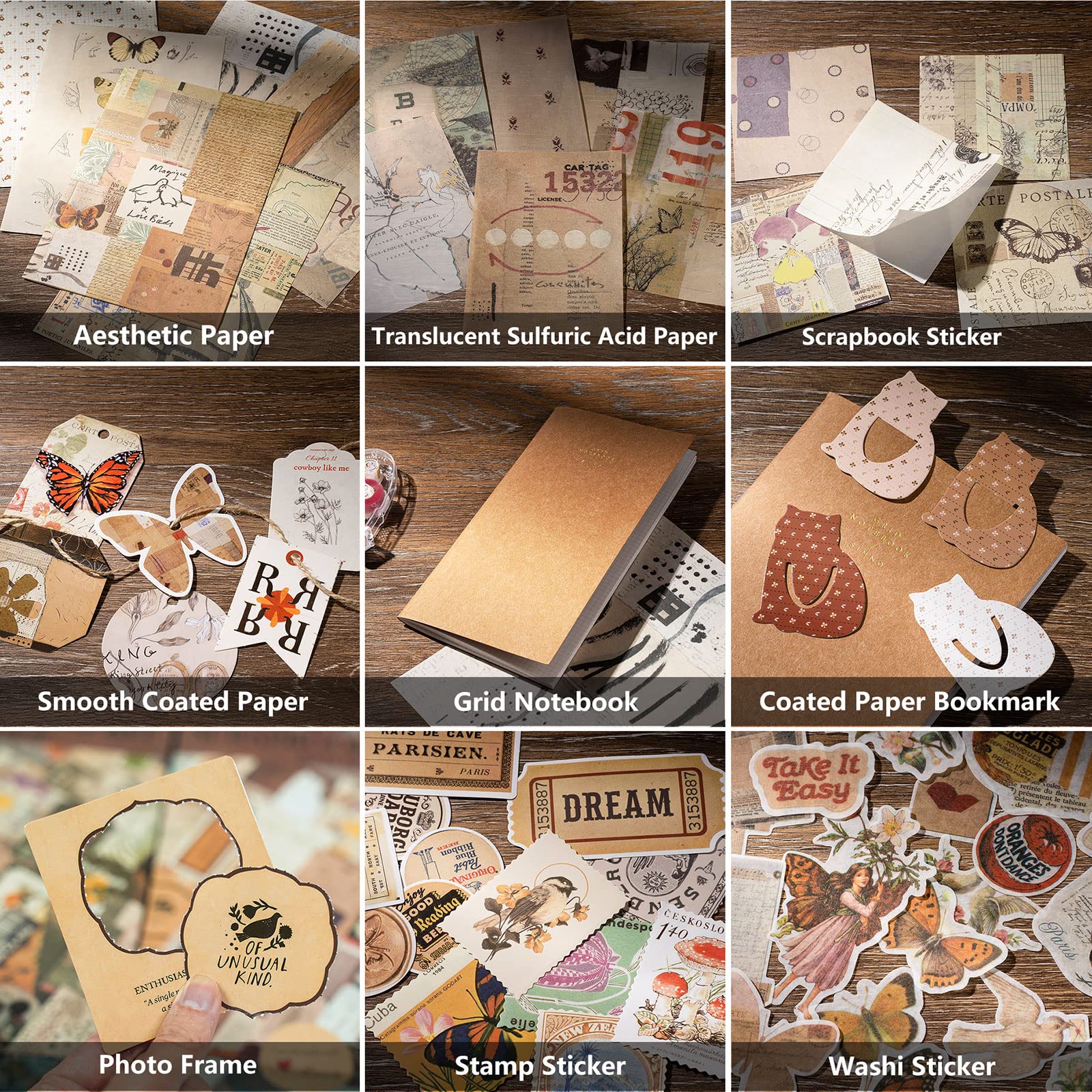 Vintage Scrapbooking Kit for Journaling & Collage - Arts Crafts for Beginners & Teens