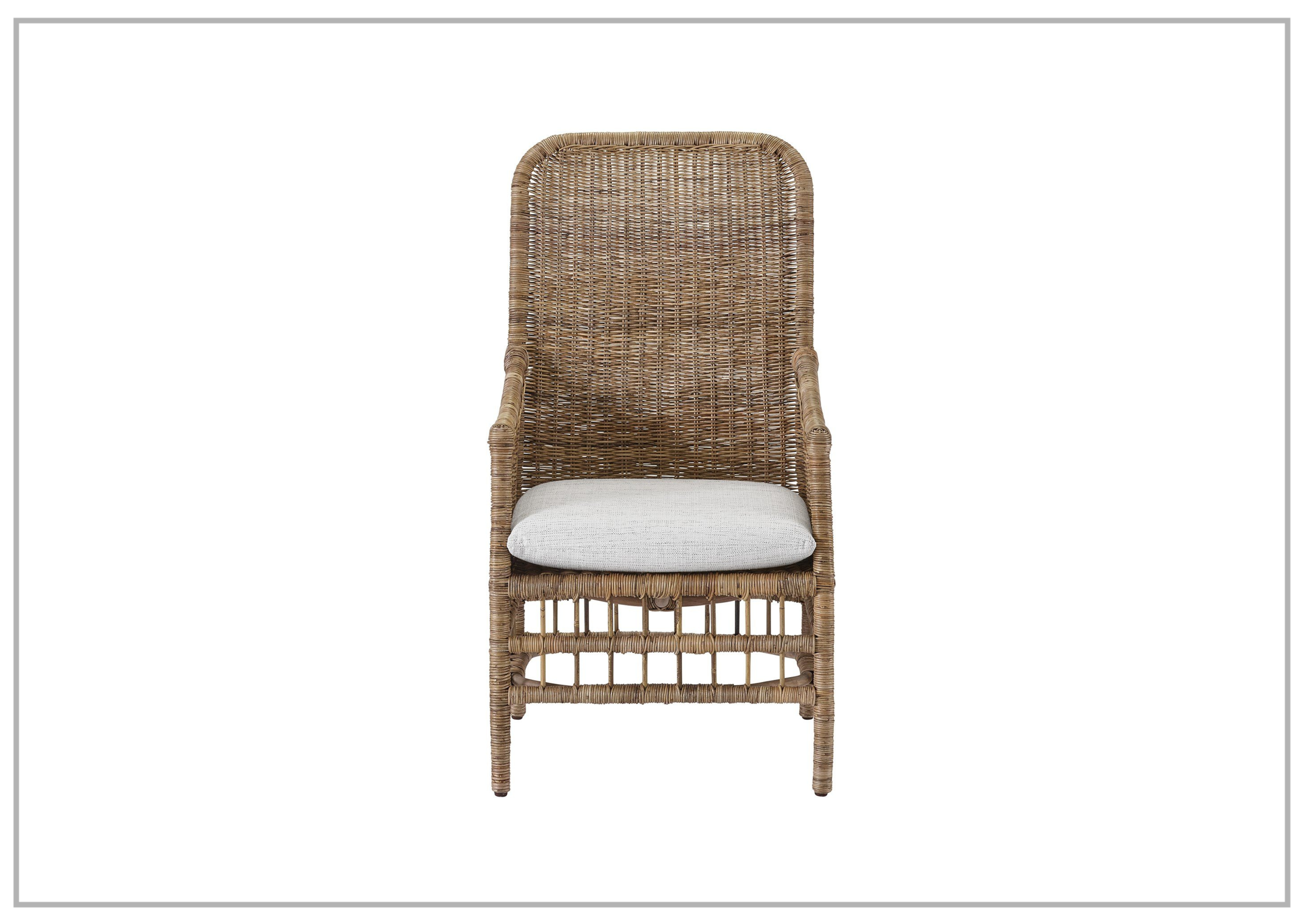 Universal Furniture Irving Woven Brown Arm Chair with Tall Backrest - Comfortable High Back Dining Chair for Living Room, Office & Restaurant Use