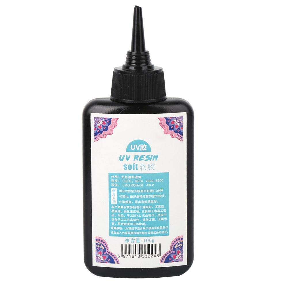 UV Fast-Drying Resin Glue for DIY Jewelry Making - Soft Curing Epoxy Adhesive for Crafts, Painting & Art Projects (100g) - Perfect for Resin Jewelry, Home Decor & Creative DIY Gifts